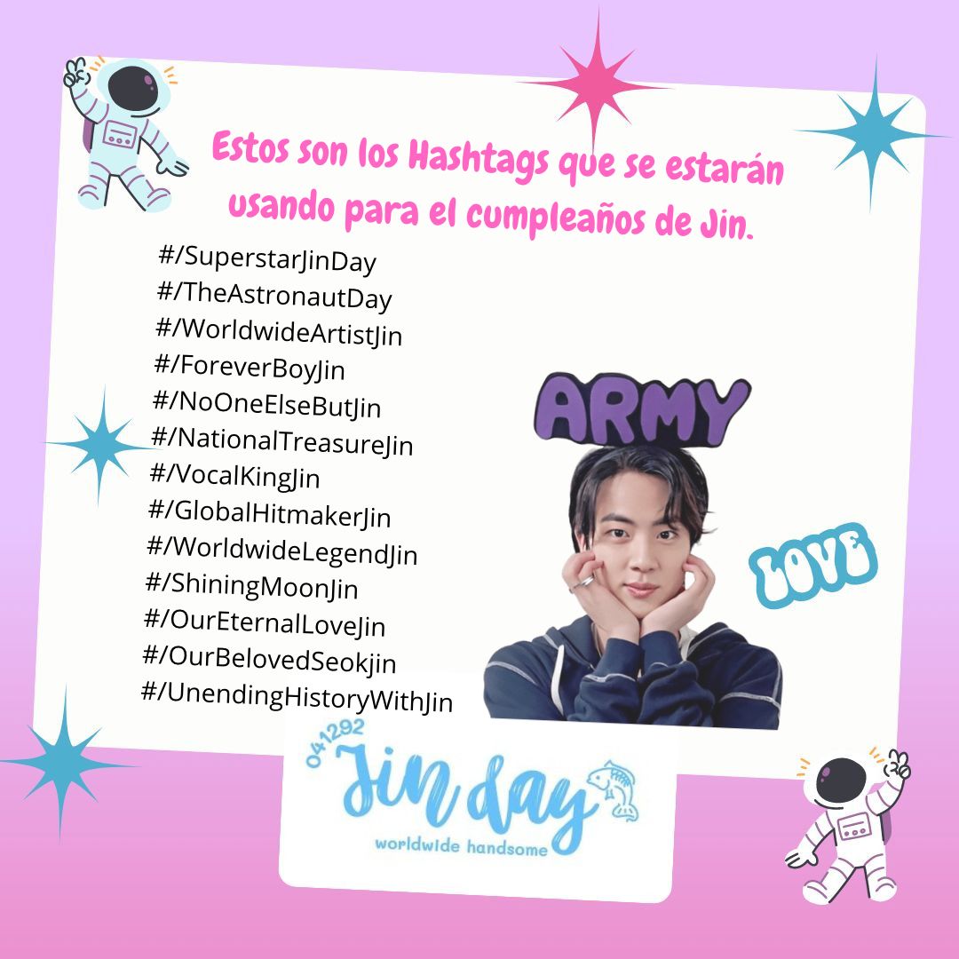 Armydomination1's tweet photo. 🥳 HAPPY #SEOKJIN DAY 💖
Te traemos el Memory Of Army, deja en los comentarios tus buenos deseos de cumpleaños para nuestro Jinnie utilizando los # vigentes.
#SuperstarJinDay #TheAstrnautDay #WorldwideArtisjin #ArmyPYDomination https://t.co/jwiyDZMxse