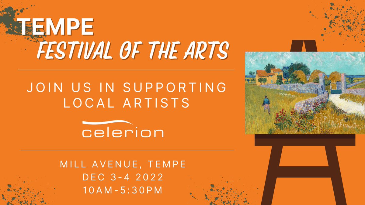 CelerionPhoenix's tweet photo. Come join us this weekend @tempefestival to help support local artists! Visit our booth (by Urban Outfitters) for some Celerion swag & to get updates on upcoming studies available with Celerion #CelerionCares #HelpResearch #HelpArtists #HelpLocalBusinesses #ClinicalResearchPhx https://t.co/POmd8Mfrz0