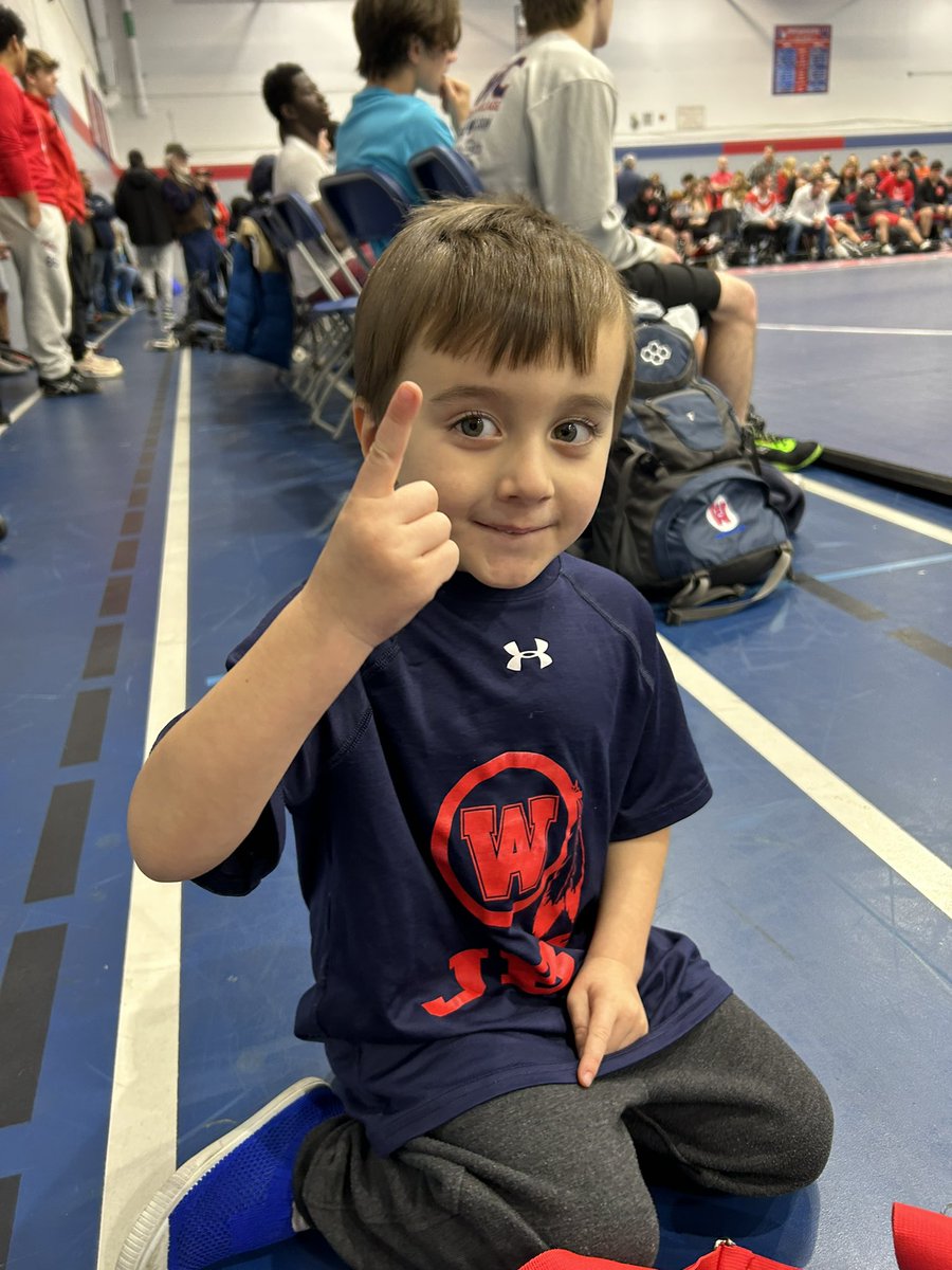coacheimer's tweet photo. Me and Blake at @WAHS_Wrest meet today supporting the guys! Little dude woke up and said “I want to see at west Aurora.” #FutureBlackhawk https://t.co/pbucqQnO0N