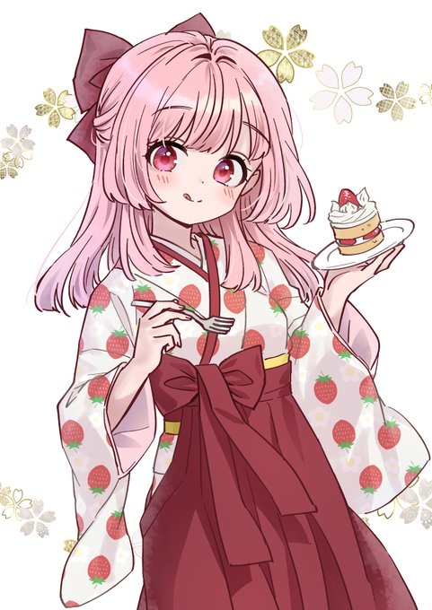 「pink hair strawberry print」 illustration images(Latest)