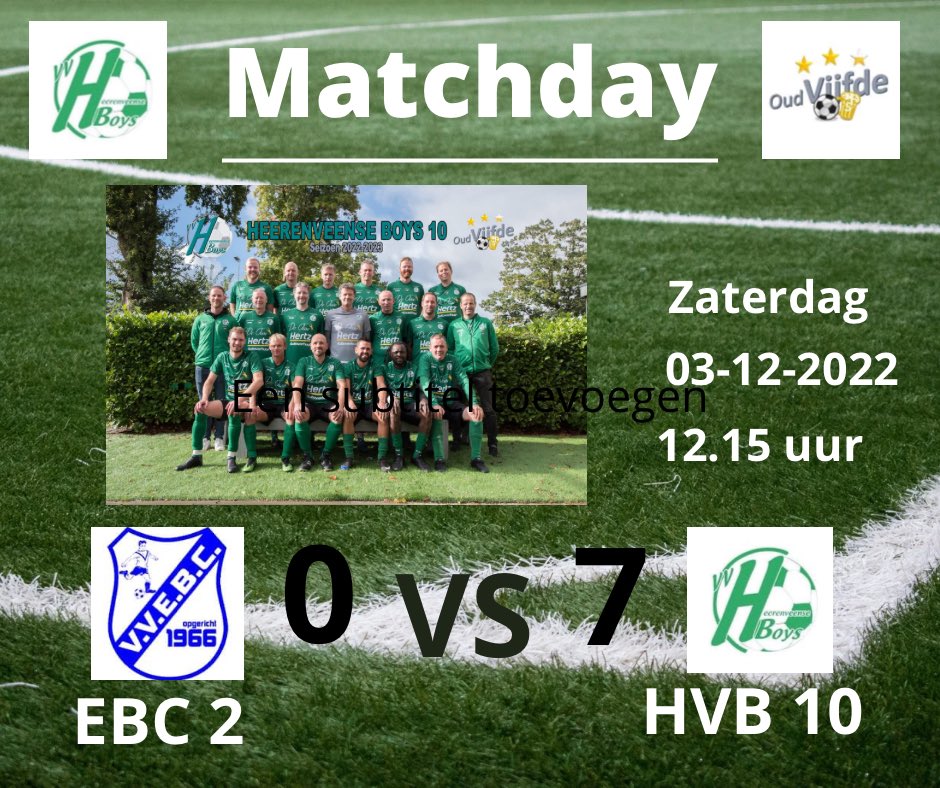 hvb8heerenveen's tweet photo. Lekkere 0-7 #overwinning behaald op @EBC2 vandaag 💪💪 Goals van #Gido2x #Eddy2x #Robert #Remko en #Nander Volgende week laatste #wedstrijd voor de #winterstop. @GreensportN @HertzHeerenveen #BarOaso #SmitStaal @vvHvB @hvb10heerenveen https://t.co/sJcIlDBgVY