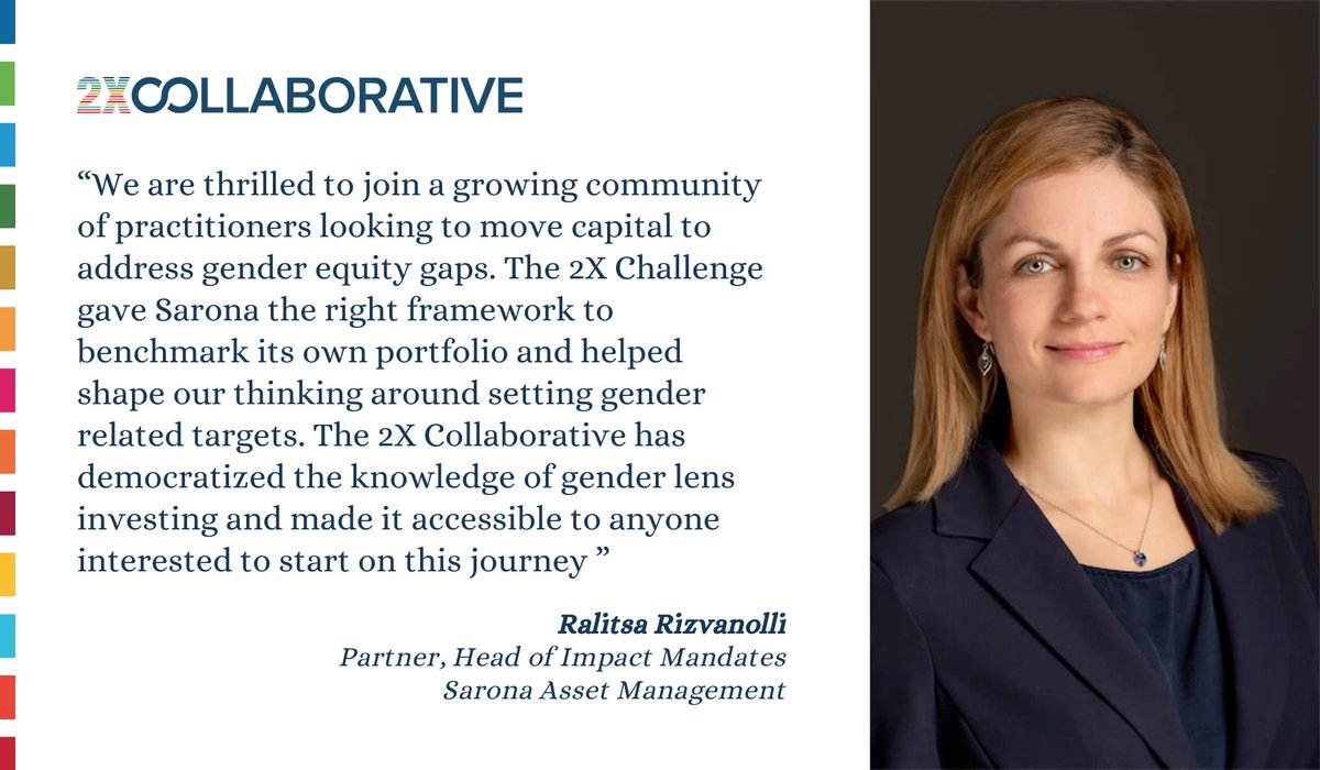 We're excited to welcome <a href="/SaronaFunds/">Sarona Asset Management</a> as a member of the @2XCollaborative!

Sarona has been a strong ally in 2X initiative such as 2X Ignite and bringing #genderlensinvesting into the mainstream. We look forward to this next chapter of our collaboration!

saronafund.com/sarona-becomes…