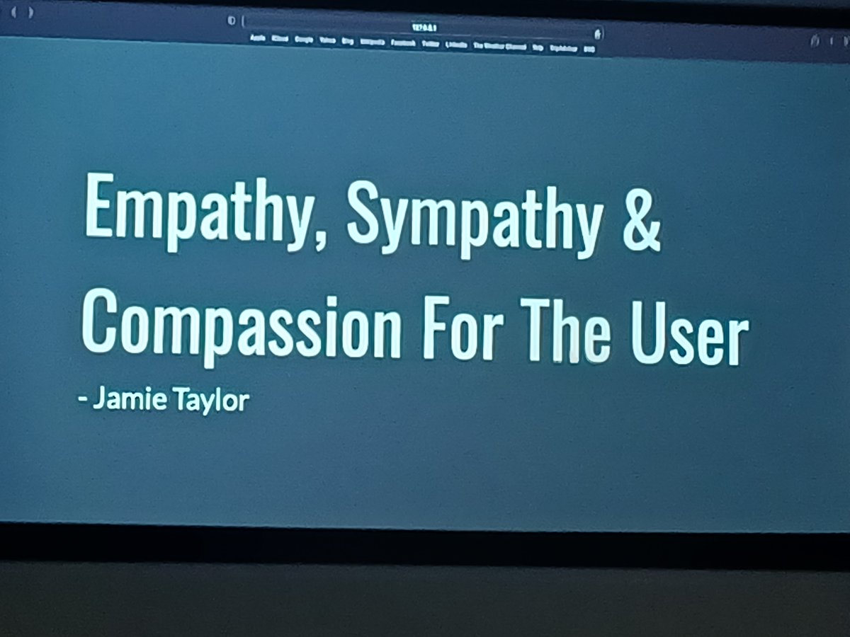 funkysi1701's tweet image. Last session of the day #dddnorth with Jamie Taylor from @tabsnspacesHQ all about compassion and empathy for users