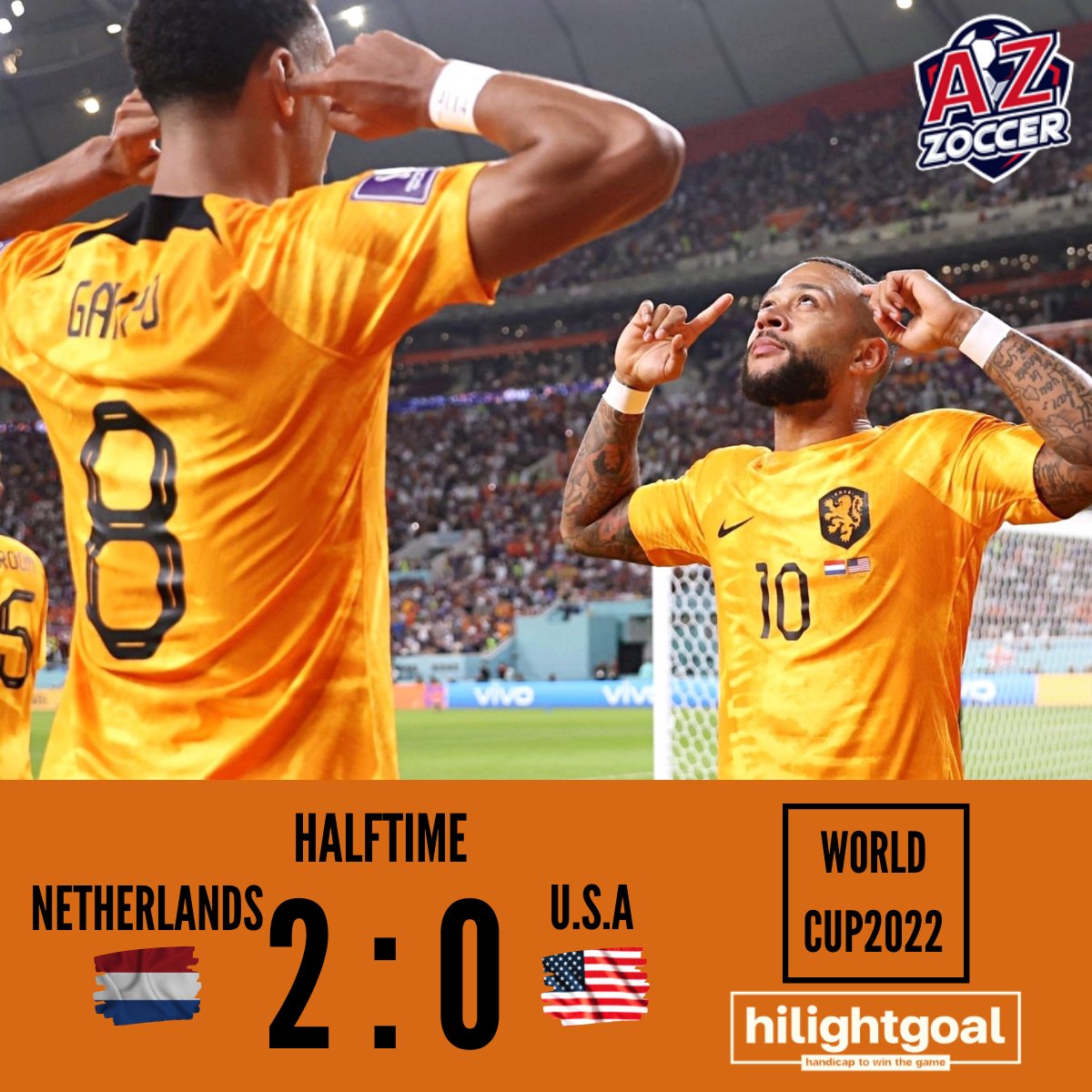 GoalHilight's tweet photo. #HT จบครึ่งแรกการแข่งขัน 
🇳🇱เนเธอร์แลนด์ 2 - 0 อเมริกา🇺🇸
⚽️ 1-0 น.10 เมมฟิส ดีเพย์
⚽️ 2-0 น.45+1 ดาลีย์ บลินด์

#ฟุตบอลโลก2022 
#บอลโลก2022
#FIFAWorldCup https://t.co/GUixT1LtLw