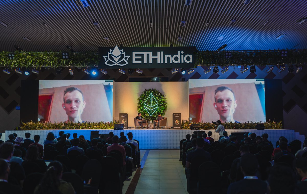Joined by <a href="/VitalikButerin/">vitalik.eth</a> for the roller-coaster of a live AMA session today at ETHIndia '22🤗 🎉

He answered builders' burning questions and intensified the enthusiastic energy at the hackathon 🚀