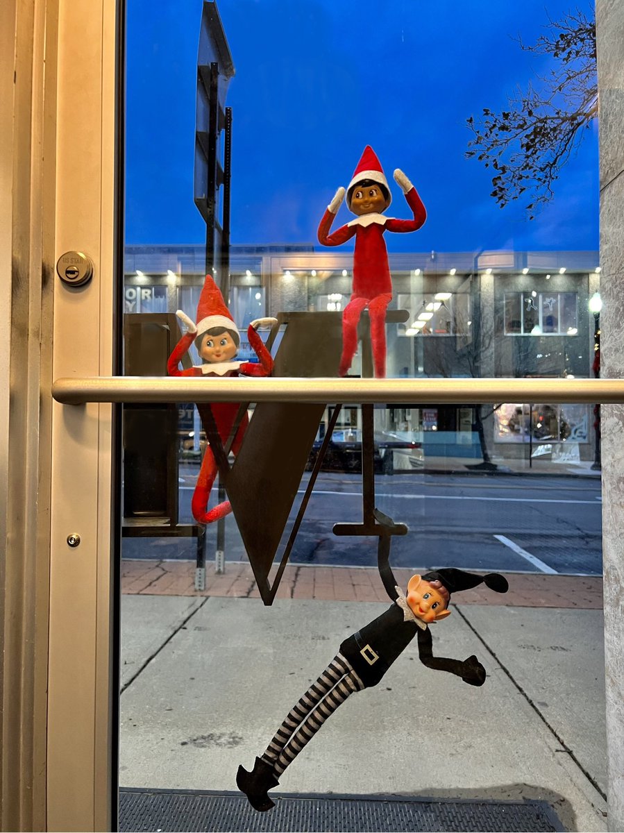 A trio of elves, their own little troop, arrived at Mills Jewelers for Santa, to snoop.
There’s Ruby, Link &amp; and then Jasper who’s a little bit bad,
But who can blame him when there’s so many jewels to be had.