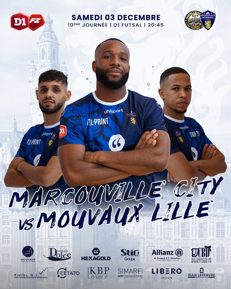 ⚔️ 𝗚𝗔𝗠𝗘 𝗗𝗔𝗬 ⚔️
10 ème journée | D1 Futsal

Nos Mouvallois se déplacent en région parisienne face à Marcouville City

📅 Samedi 03 décembre 
🕔 20:45
📍 Gymnase Philippe Hémet, Pontoise
📺 À suivre en direct sur <a href="/futsalzoneTV/">Futsalzone.tv</a> 

#gameday #mlmfutsal #futsal #D1Futsal