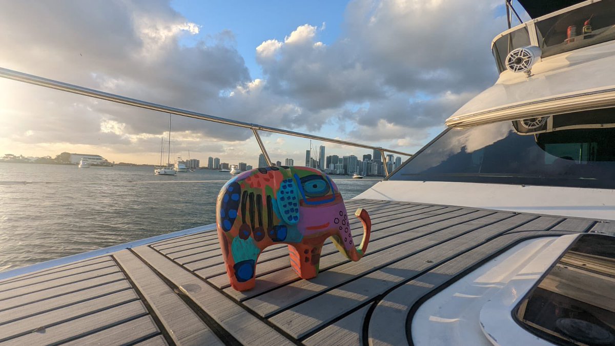 The first corporeals are already arriving at @ArtBasel ... first stop: Miami📍 

And what a way to receive us at the Apes event 🐒🐒🐒 

Thanks to @mutantapejack for the invitation to the evening 🛥️ 

Who wants a physical elephant?? 🐘
