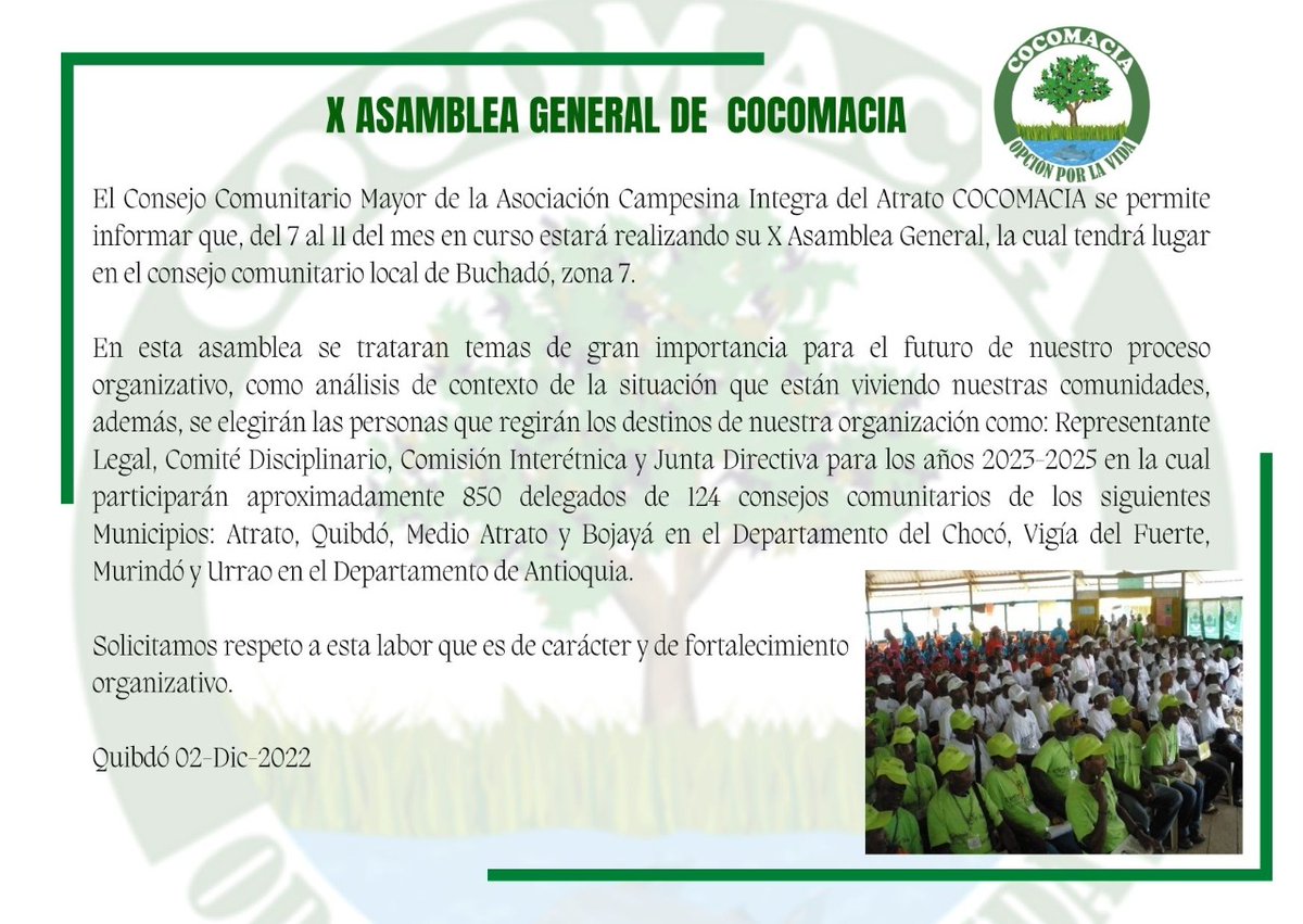 X Asamblea general de COCOMACIA