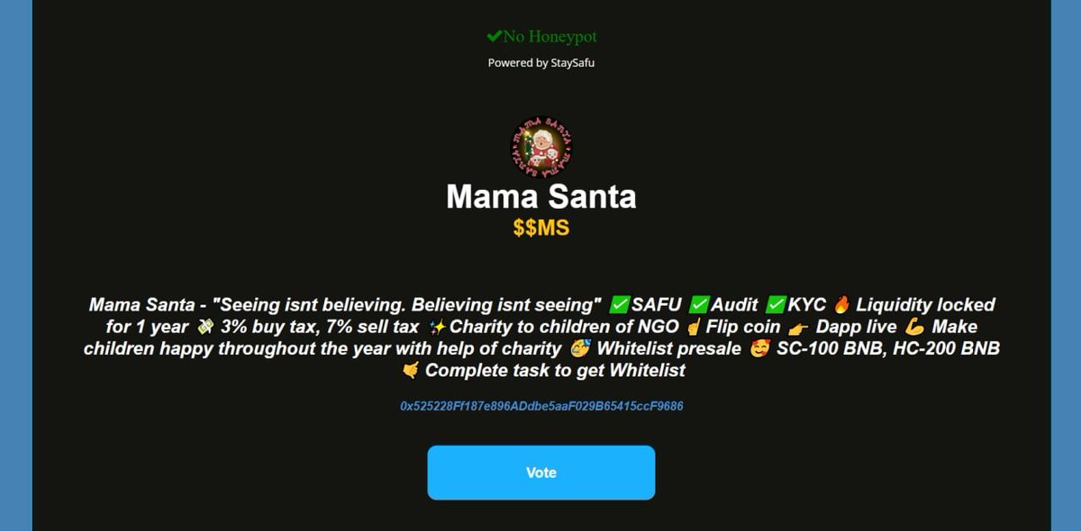 Mama Santa is listed on cryptoplanet.top make sure to vote for us🔥🚀

Link -> cryptoplanet.top/coin.php?name=…
