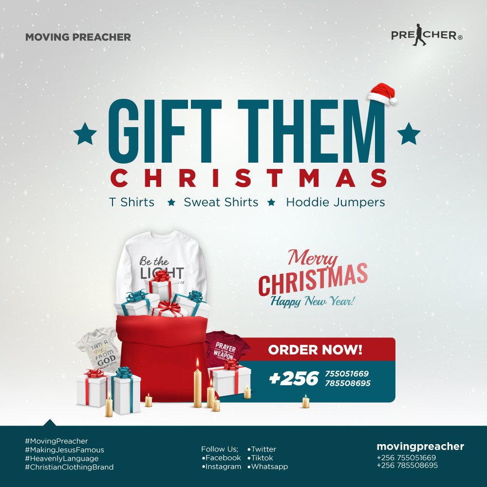 movingpreacher's tweet photo. Here we go,
Let's gift our beloved ones with life speaking clothes and Christmas branded clothes as well.
Contact +256 755051669 or +256 785508695 for your orders.
#MovingPreacher #MakingJesusFamous #HeavenlyLanguage #christianclothingbrand #BeAMovingPreacher https://t.co/9IodybKItS