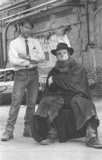 Sam Raimi and Liam Neeson on the set of DARKMAN (1990)