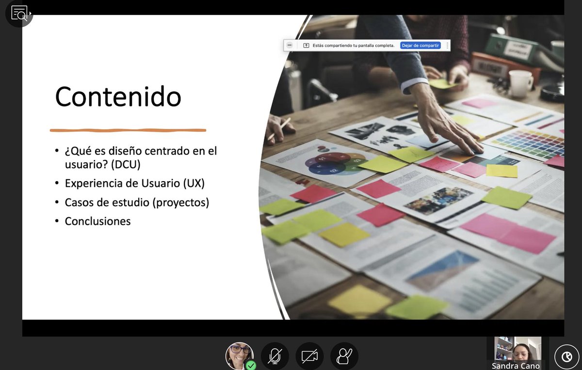 Estamos en la charla: "Diseñando tecnología para las personas" por parte de la Dra. Sandra Cano (Chile) de la  Pontificia Universidad Católica de Valparaíso. #UMAYOR #UNAD.