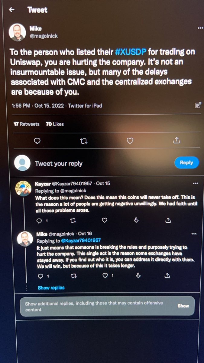 XusdExposed's tweet photo. @mobetterdog @Goads @XUSDBlockChain Mike @mgolnick, is either part of the fraud or he helped perpetrate it. He was blasting all over Twitter everything about XUSD and then one day deleted everything and stated he didn't know anything about it. These pictures from his own posts show that he is not truthful... https://t.co/4Hp1EZVewA