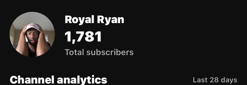 RoyalRyan_yt's tweet photo. When I restarted my YouTube grind I was at 1.73k and now we’re 19 away from 1.8k. I really appreciate y’all! https://t.co/XNygaoKpc6