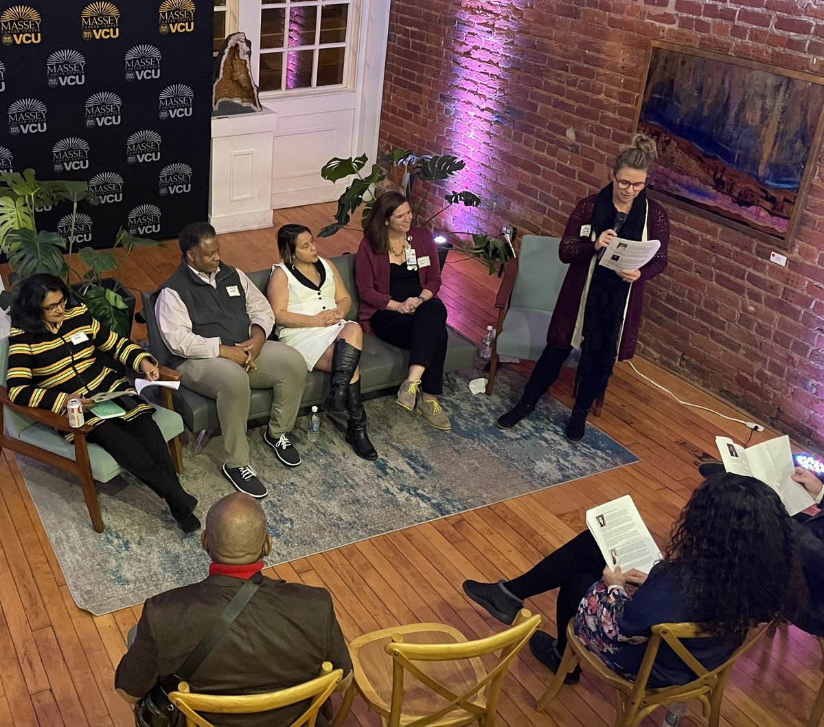 DrRobWinn's tweet photo. This is what progress looks like. Leaders from three different universities in #Virginia together to discuss how we can better serve our #LGBTQIA community. I’m proud of my @VCUMassey team for being the change. https://t.co/FYqUlhYu4O