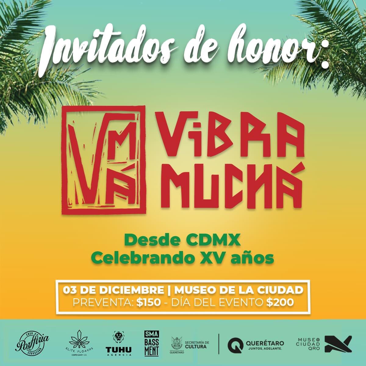 VibraMucha's tweet photo. Hoy #ReggaeSon en Querétaro, Querétaro en los 11 años de nuestros hermanos @Pachedub
Museo de la Ciudad
21:00 hrs
💚💛❤️
#Pachedub
#VibraMuchá
#ReggaeMexicano
#Aniversario https://t.co/1qPJDD3dyF