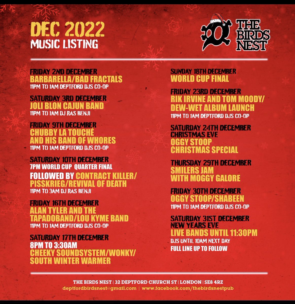 The Birds Nest (@thebirdsnestpub) on Twitter photo December gig listings #londonlivemusic December gig listings #londonlivemusic