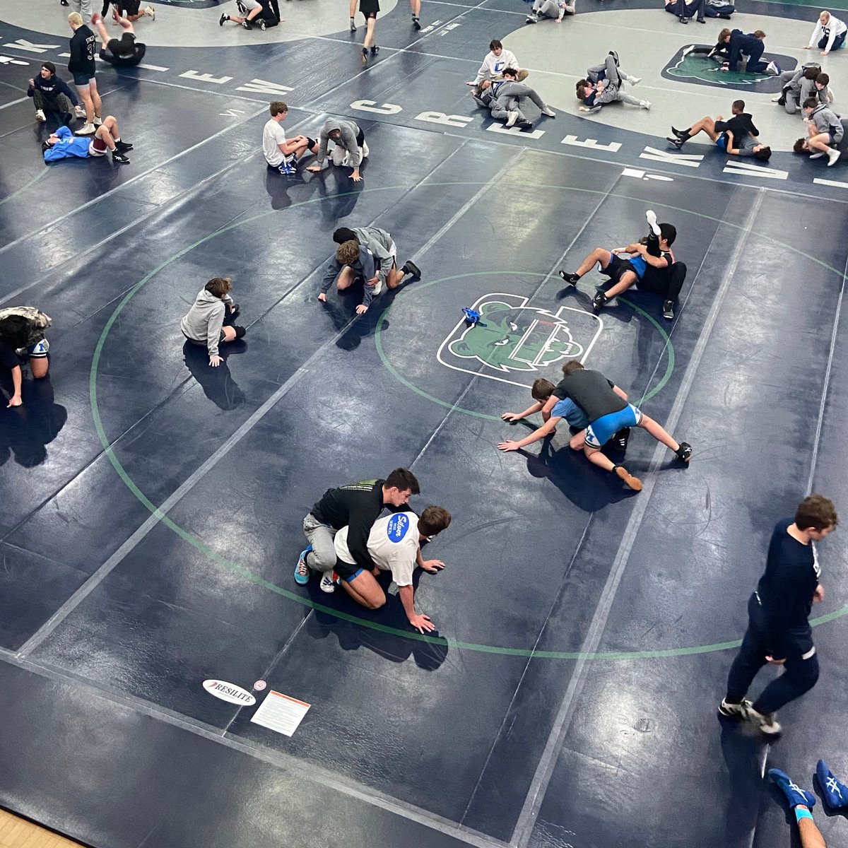 Blue Devils wrestlers getting ready for day 2 at Creekview. Many contending for hardware today. Go BIG BLUE!