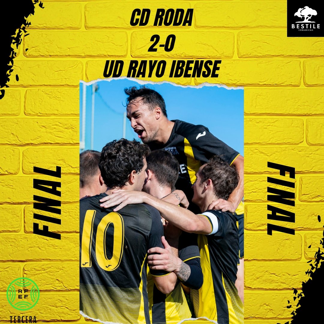 ⌚ FINAL | #CDRoda 2-0 <a href="/UDRayoIbense/">U.D.Rayo Ibense</a>

¡FINAAAL! Victoria de los gualdinegros gracias a los tantos de <a href="/LuisRF12/">Luismi Ruiz</a> y <a href="/MarcCosme9/">Marc Cosme Folguerà</a>

✅ Cuarto partido consecutivo sin conocer la derrota. 10 puntos conseguidos de los últimos 12. ¡VAAAMOOOOS!

#TerceraRFEF #SomRoda #FemRoda