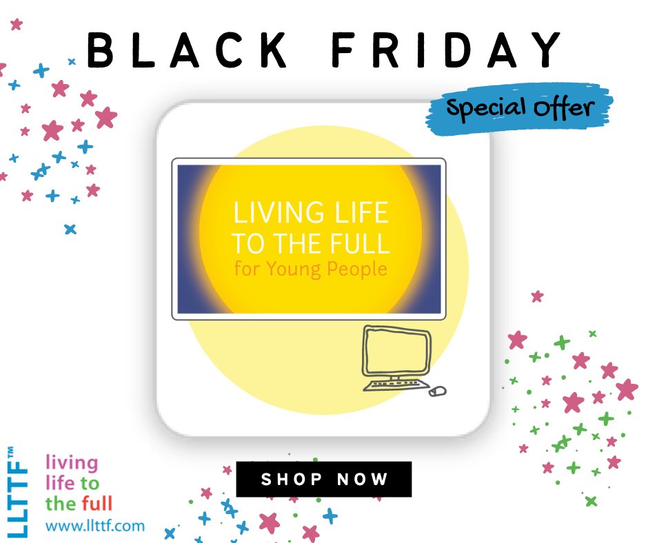 On offer all week- Black Friday Offer – 10% Off – Access to Living Life to the Full Young People Online Resource 1 year access code Was £15.00 now £13.50 Find out more and buy here cutt.ly/71d2X3W #youngpeople #wellbeing #mentalhealth #selfhelp #course #onlinecourse