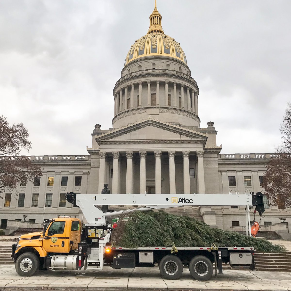 wvudavis's tweet photo. "Hey Siri, play 'Rockin' Around the Christmas Tree.'"
This year, two Canaan Firs will be lit up tonight at the Captial. In the 90s, Morgantown Christmas tree farmer, Jim Rockies worked with forestry professor, Dr. Franklin Cech to improve the native West Virginian Christmas Tree. https://t.co/btbo7UGCE3