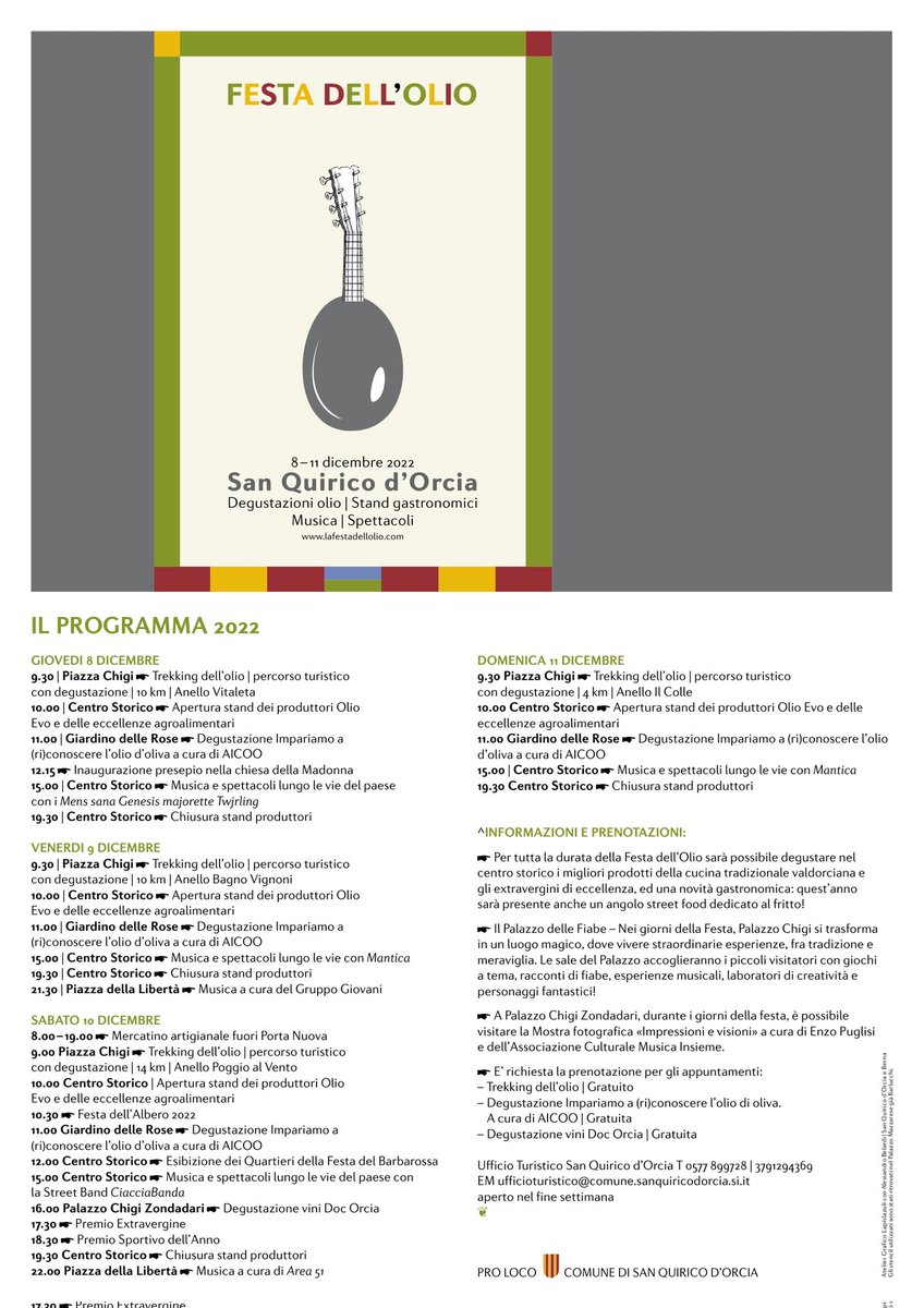 #festadellolio2022🌿il programma della quattro giorni di #degustazioni #trekking🥾 #musica 🎶  #spettacoli