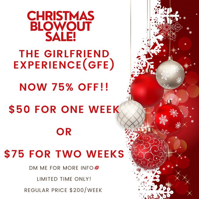 🎄XMAS BLOWOUT SALE!🎄              🎄75% OFF!!🎄 THE GIRLFRIEND EXPERIENCE   INCLUDED:  &bull;4 FREE VIDEO CALLS &bull;TEXTING/SEXTING &bull;LIVE