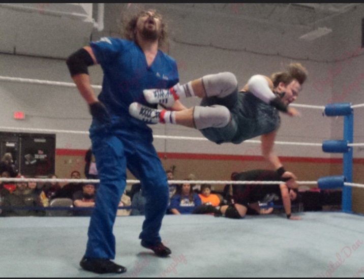 bobbyjoeblack's tweet photo. Last Saturday at blazer bash @JohnnieJoBlack and myself went toe to toe with #drisin and #Rocco thank you @TrailblazerGold for giving us our first tag team match. https://t.co/dBTIGV32yl