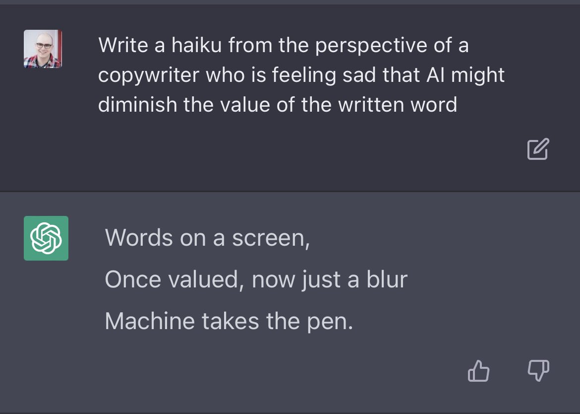 JoelKlettke's tweet image. Presented without comment #gptchat