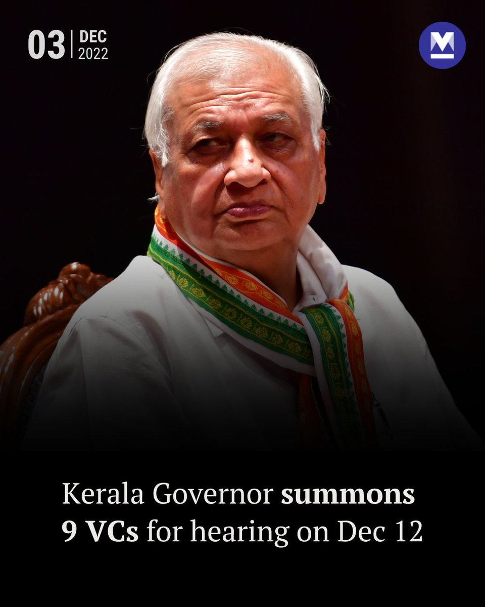 test Twitter Media - Kerala Governor #ArifMohammedKhan on Saturday asked nine state university Vice Chancellors to appear at the Raj Bhavan for a hearing on December 12. https://t.co/q8NzDmMljp
