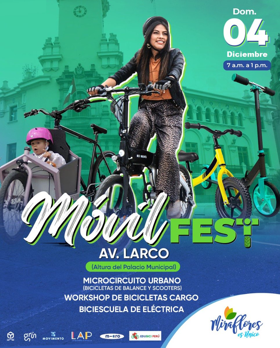 MuniMiraflores's tweet photo. 😱¿Té perdiste del primer #MovilFest ? 😉👉🏼 Pues abrimos una segunda fecha para que disfrutes con familia y amigos de la experiencia de la nueva #movilidad de las ciudades del mundo con #Bicletasdebalance #BicicletasCargo #Scooter #Bicicletaseléctricas y muchos más 🚴🏻♀🚴🏽💪🏼🤩 https://t.co/vhTlmvVBzp