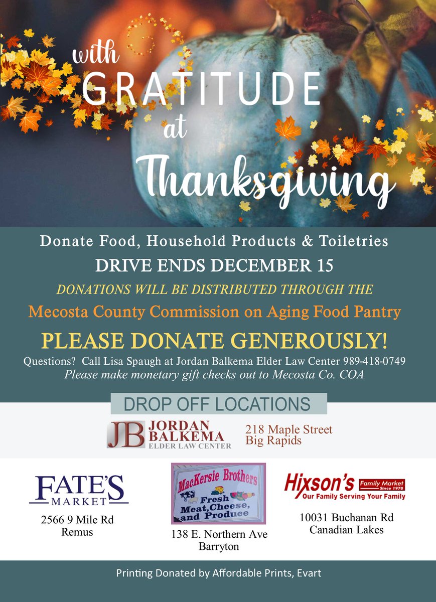 JBELCelderlaw's tweet photo. Help support seniors in our area by donating non-perishable food and personal care goods at any of our four drop locations! https://t.co/yGNq1sqNEp