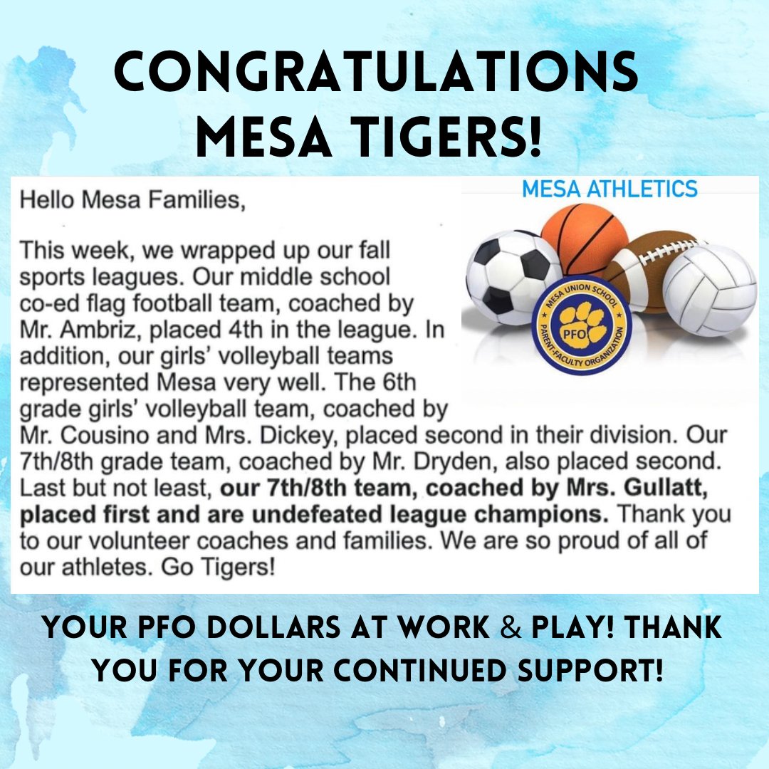 Congratulations to our Mesa Tigers 👏🏼👏🏼👏🏼 Special thank you to our parent coaches for volunteering your time! #mesamoments