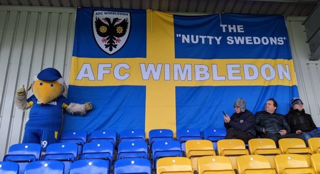 HaydontheWomble's tweet photo. Was wonderful to catch up with the #Swedons today who are flying home tomorrow. Safe journey home & look forward to seeing you again soon. @AFCWimbledon #AFCW #AFCWimbledon 💛💙 📸 by @KirkPritchard1 https://t.co/y62DI9gaPR