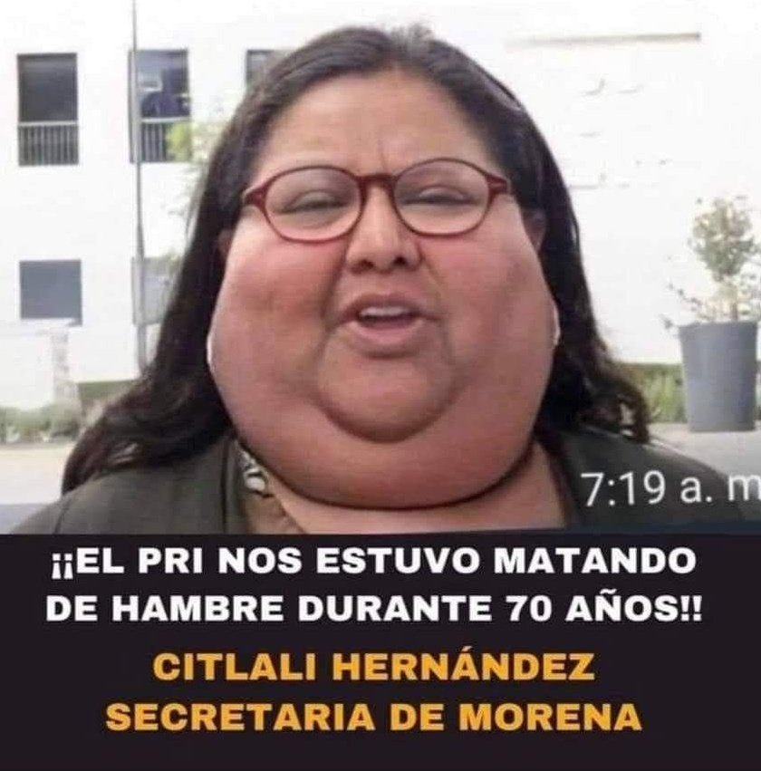 CitlaCarvajaI's tweet photo. URGE que  esta webona de @CitlaHM se ponga a trabajar en lugar de andar comiendo todo lo que se encuentre a su camino en México 

#MorenaDestruyendoMexico https://t.co/S5VXllCxFj