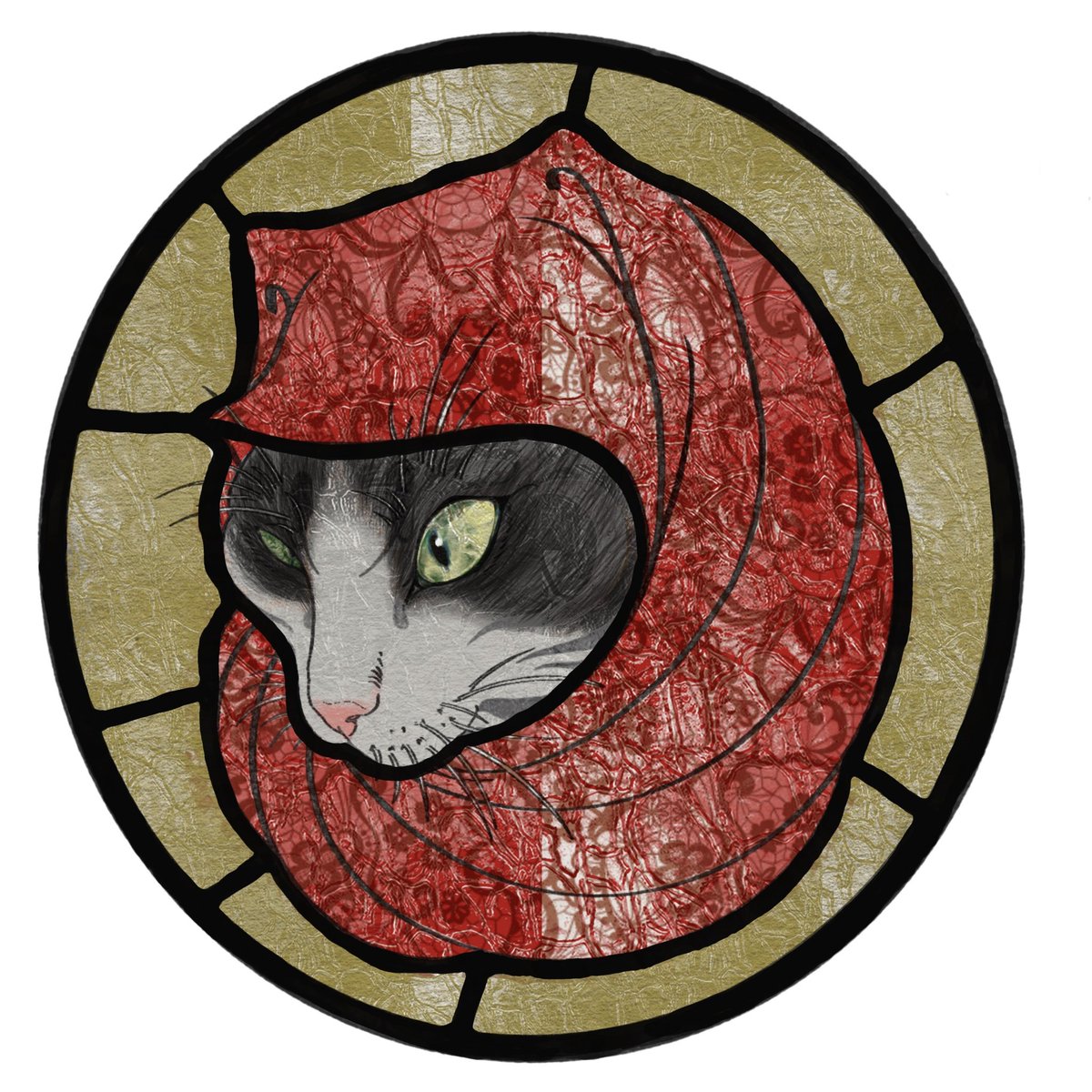 Darumascat #5 was made as if it were stained glass, it give you that resemblance??
