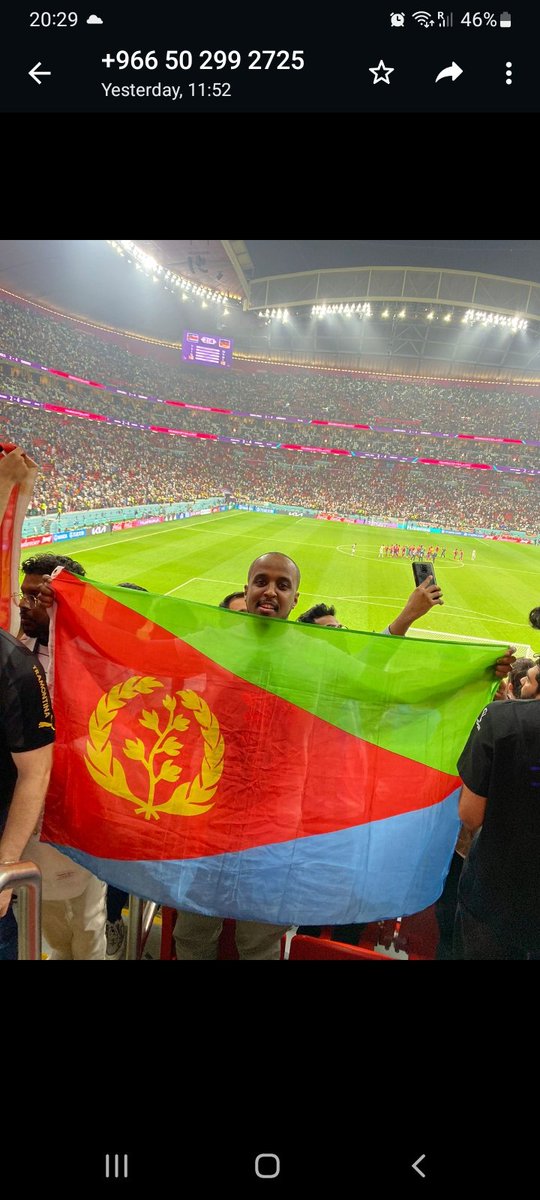 Selams0l0's tweet photo. #QatarWorldCup2022 experienced and enjoyed the game between #Germany #CostaRica. A win for #Germany 4 goals to 2 for #CostaRica but Thank God I witnessed #GermanyOut at the same time with a crowd of 67,564 people. Last but not least a photo with my #EritreanFlag🇪🇷 https://t.co/wAIUHuPtLt
