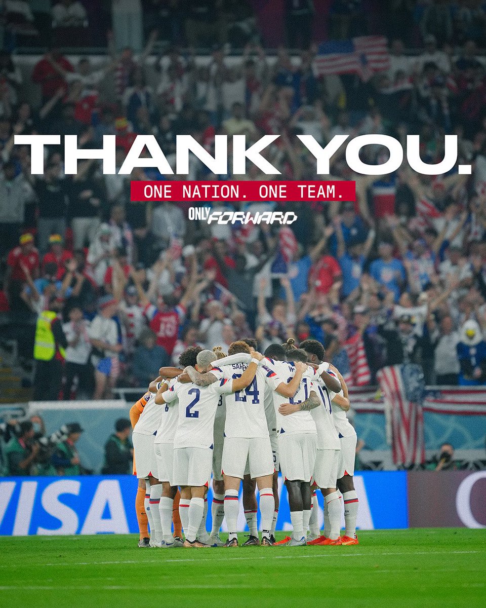 What a ride. 

Thank you for your unwavering support, from a grueling Qualifying journey to the Knockout Round here in Qatar. 

It’s a privilege to represent the United States of America, and we can’t wait to play in front of you all on home soil in 2026.

#OnlyForward 🇺🇸