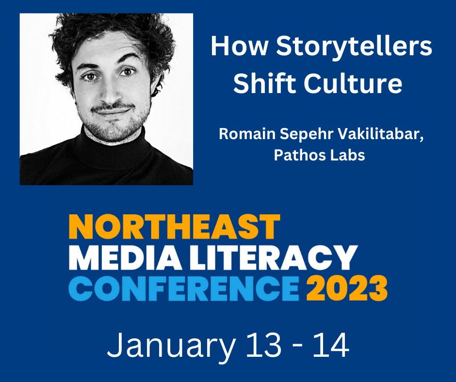 MedEduLab's tweet photo. How can the stories, characters &amp; conflicts of popular film &amp; television help increase public awareness and change minds about social issues facing society? Meet Romain Vakilitabar at the 16th Annual Northeast Media Literacy Conference, ONLINE &amp; GLOBAL. https://t.co/GNnoeYBCdf https://t.co/vaLpZ01eEp