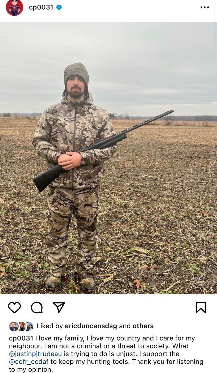 PierrePoilievre's tweet image. Carey is absolutely right. 

Hunting is a great Canadian tradition. Trudeau’s attempts to ban hunting rifles are an attack on rural and Indigenous people. 

We must stop him.

Sign here to stand with our hunters: conservative.ca/cpc/stop-the-r…