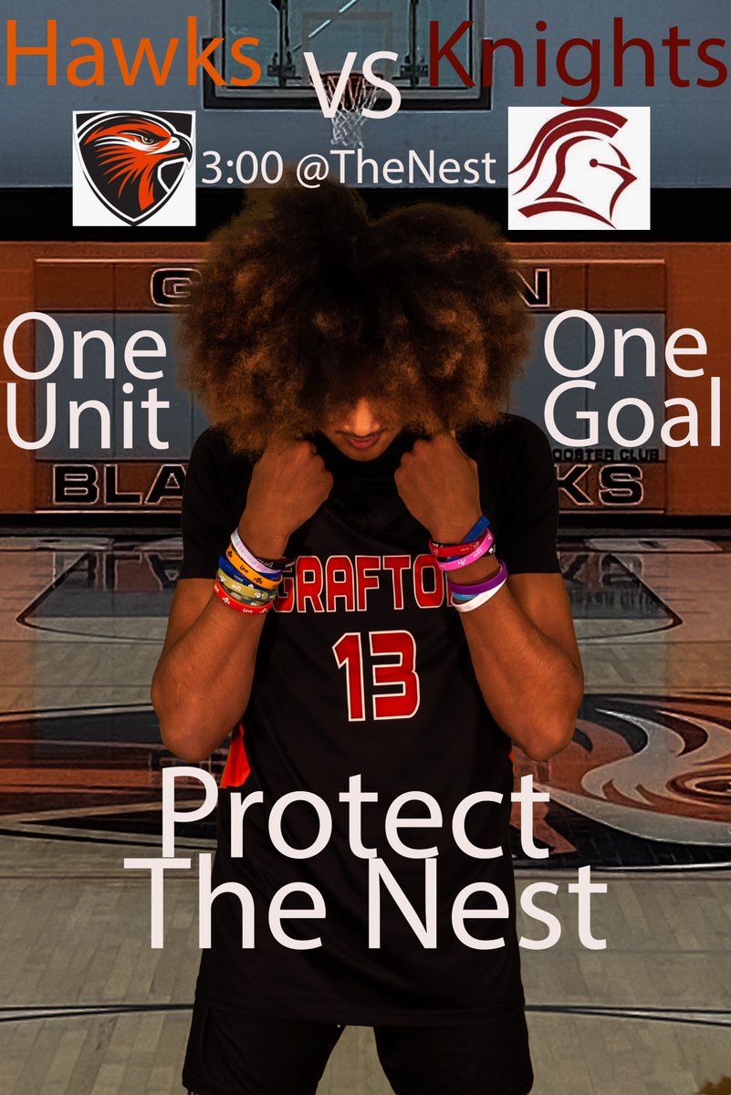 It's almost game time! Come out and support your Grafton Blackhawk Varsity basketball team today at 3:00pm <a href="/TheNest/">The Nest</a>. #ProtectTheNest #OneUnit 
JV/JV2 at 1:30pm.
<a href="/Graftonfanclan/">Grafton Fan Clan</a> 
<a href="/GraftonHIHawks/">Grafton Black Hawks</a> 
<a href="/Grafton6thwoman/">GHS Girls Basketball</a> 
<a href="/CoachJamesGHS/">Damon James</a>