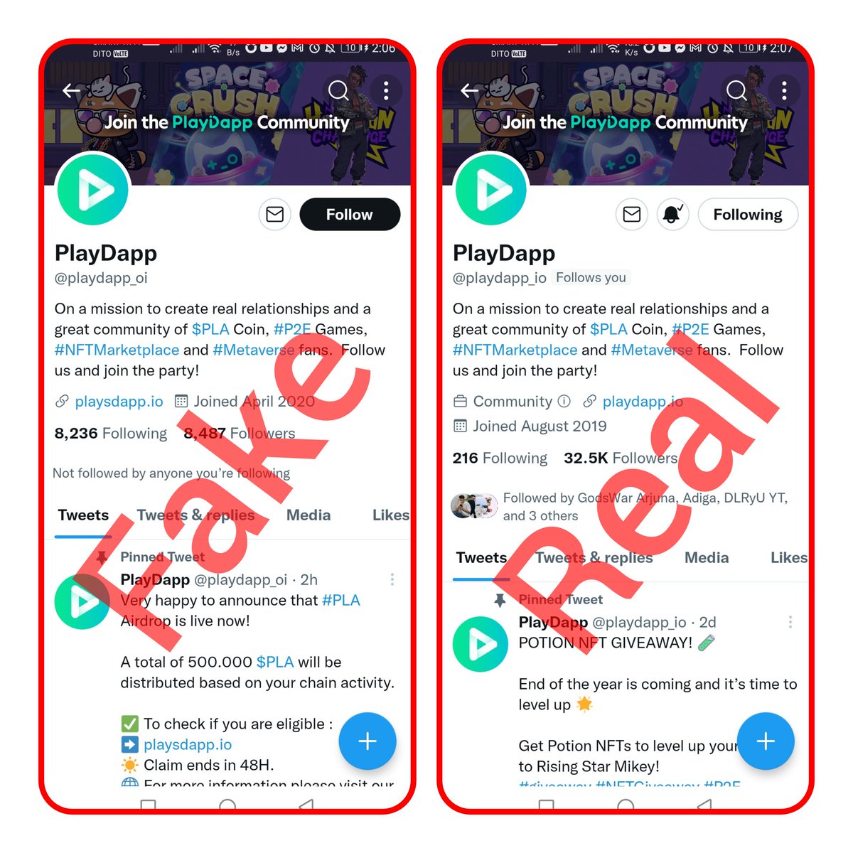 JapzRox23's tweet photo. Beware of some Fake Pages like this!
Always make sure to check all of it's info and credentials!
You've become too famous now @playdapp_io 🤣
#Fakepages #Awarenes #PlayDApp #AWTG #PLA #UndergroundMikey #MatangLawin https://t.co/ozanstP4Lb