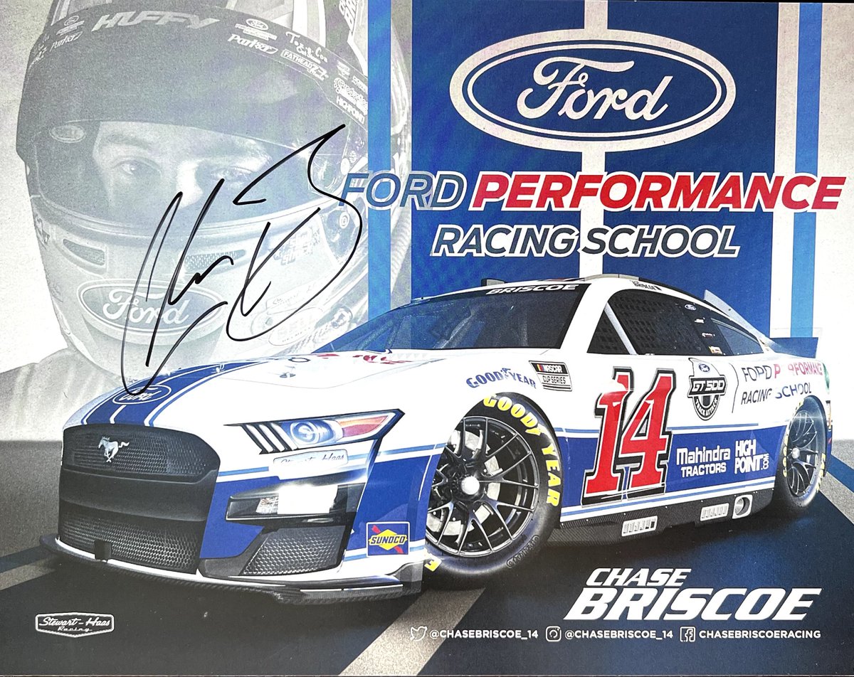 Like, follow and tag a friend to enter to win this @ChaseBriscoe_14 @FordPerformance Racing School @StewartHaasRcng prize pack! Winner gets 2 autographed hats & 2 hero cards - perfect to keep & perfect to gift 🎁 For more chances to win, enter on our Facebook and Instagram.