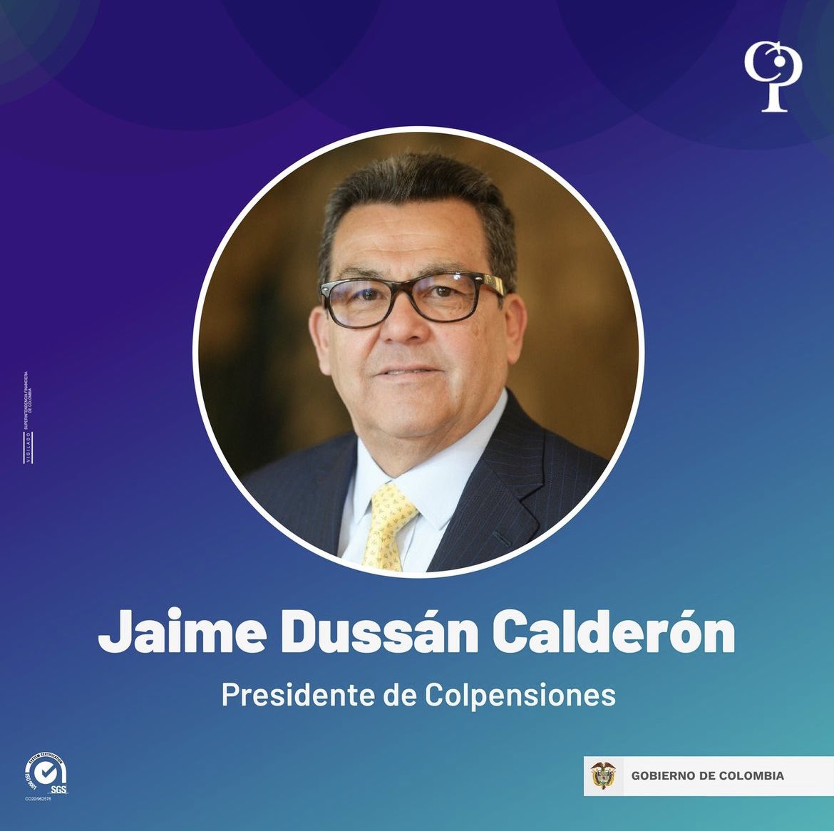 Jaime Dussán Calderón on Twitter: "Mil gracias a todas y todos por sus  mensajes motivo de mi designación en @COLPENSIONES_ es el apoyo al cambio  que lideran @petrogustavo y @FranciaMarquezM . Abrazos