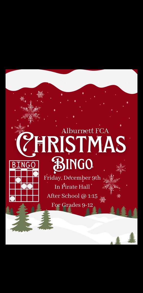 Come join us after school next Friday for some bingo!!! Winners get prizes!