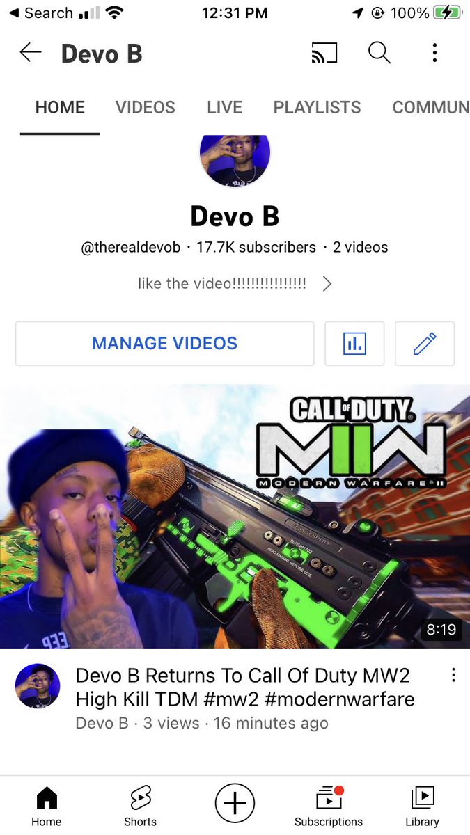 DevoNextUp's tweet image. Devo B Returns To Call Of Duty MW2 High Kill TDM #mw2 #modernwarfare youtu.be/GzxFUCc7rEQ via @YouTube