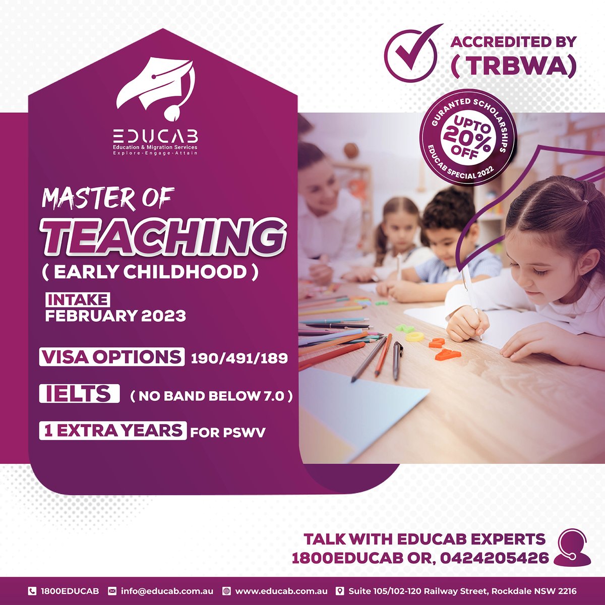 educabaustralia's tweet image. 𝐓𝐡𝐞 𝐌𝐨𝐬𝐭 𝐄𝐥𝐞𝐠𝐚𝐧𝐭 𝐏𝐫𝐨𝐟𝐞𝐬𝐬𝐢𝐨𝐧 𝐓𝐡𝐚𝐭 𝐒𝐞𝐜𝐮𝐫𝐞𝐬 𝐘𝐨𝐮𝐫 #PermanentResidency.

Join #MasterofTeaching (Primary or Secondary) with @educabaustralia and secure guaranteed #scholarships.

educab.com.au/appointment
📲+61424205426

#educab