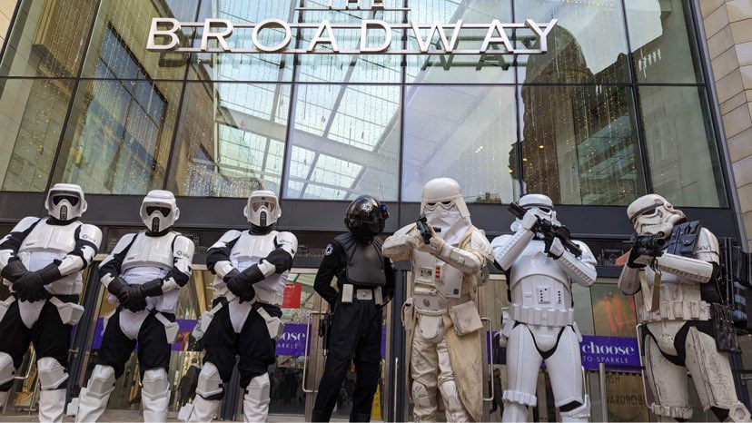 PaulaWalkerp7's tweet photo. The Empire sent a detachment to The Broadway in Bradford today,    @sentinelsquaduk raising funds for @CandlelightersT @bradford2025 @bradfordmdc https://t.co/IV5ruvhSBn