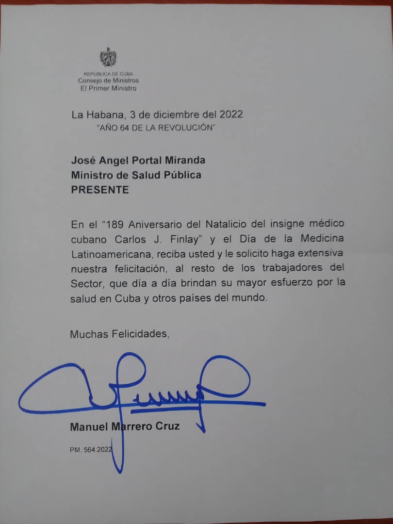 Felicitaciones a los trabajadores de la salud de Cuba en el Día de la Medicina Latinoamericana. 
Reciban hoy la gratitud y el reconocimiento de todos los cubanos. Contamos con ustedes para vencer los grandes retos que tenemos por delante. 
#CubaPorLaVida 🇨🇺
